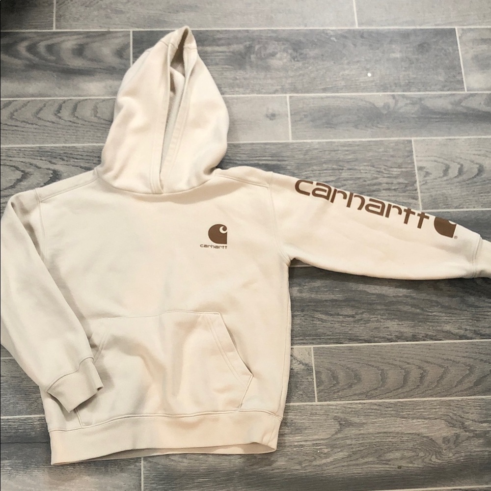 Carhartt Off-White Hoodie with Brown Accents